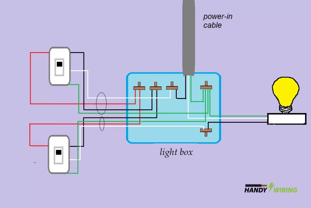 Opposite Walls Switch Box Having Power from Ceiling Diagram