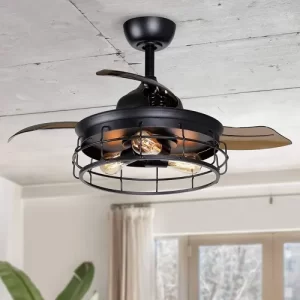 Retractable Small Farmhouse Ceiling Fan with Lights