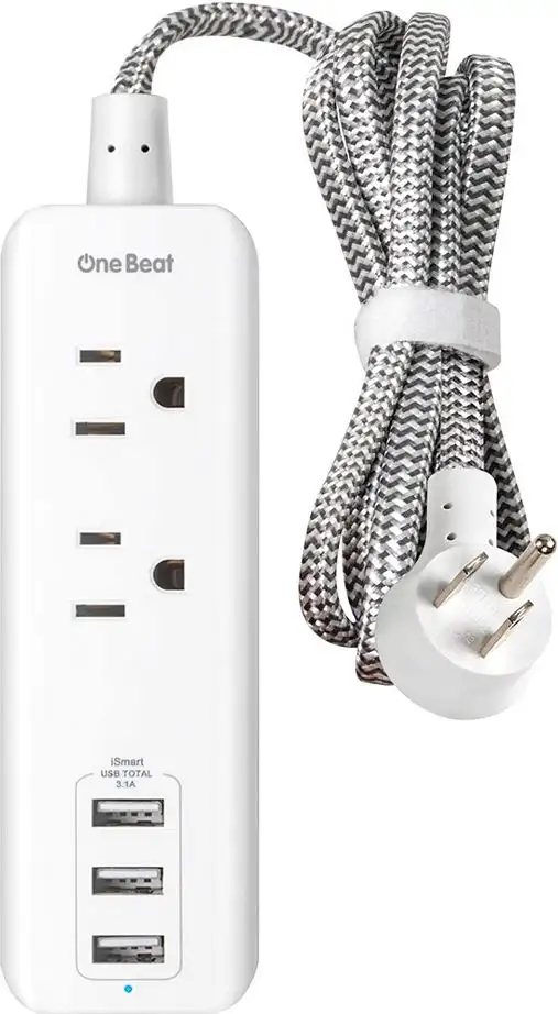 Fig 1- A Power Strip with 2 Outlets and 3 USB Ports