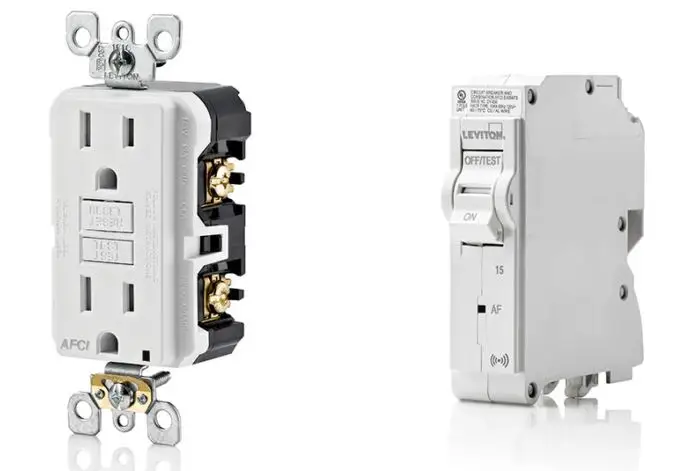 Fig 1- An AFCI Outlet and an AFCI Breaker