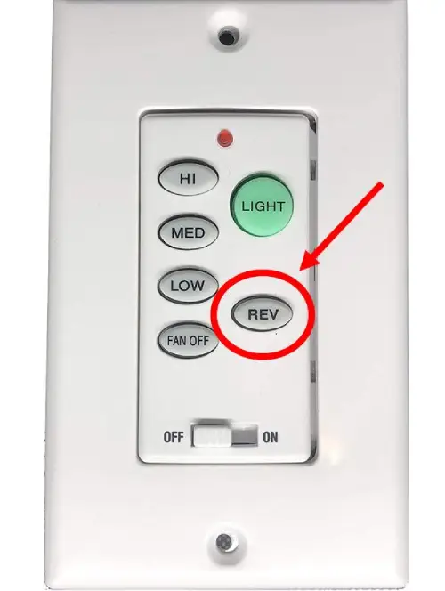 Fig 2- Reverse Button on a Ceiling Fan Remote