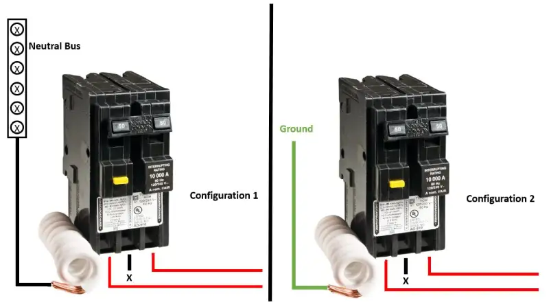 Fig 3- Wiring Diagram for a Double Pole GFCI Breaker