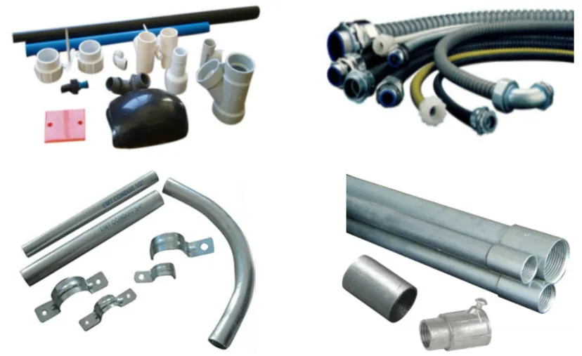 Fig 1- Several Types of Electrical Conduits and Fittings